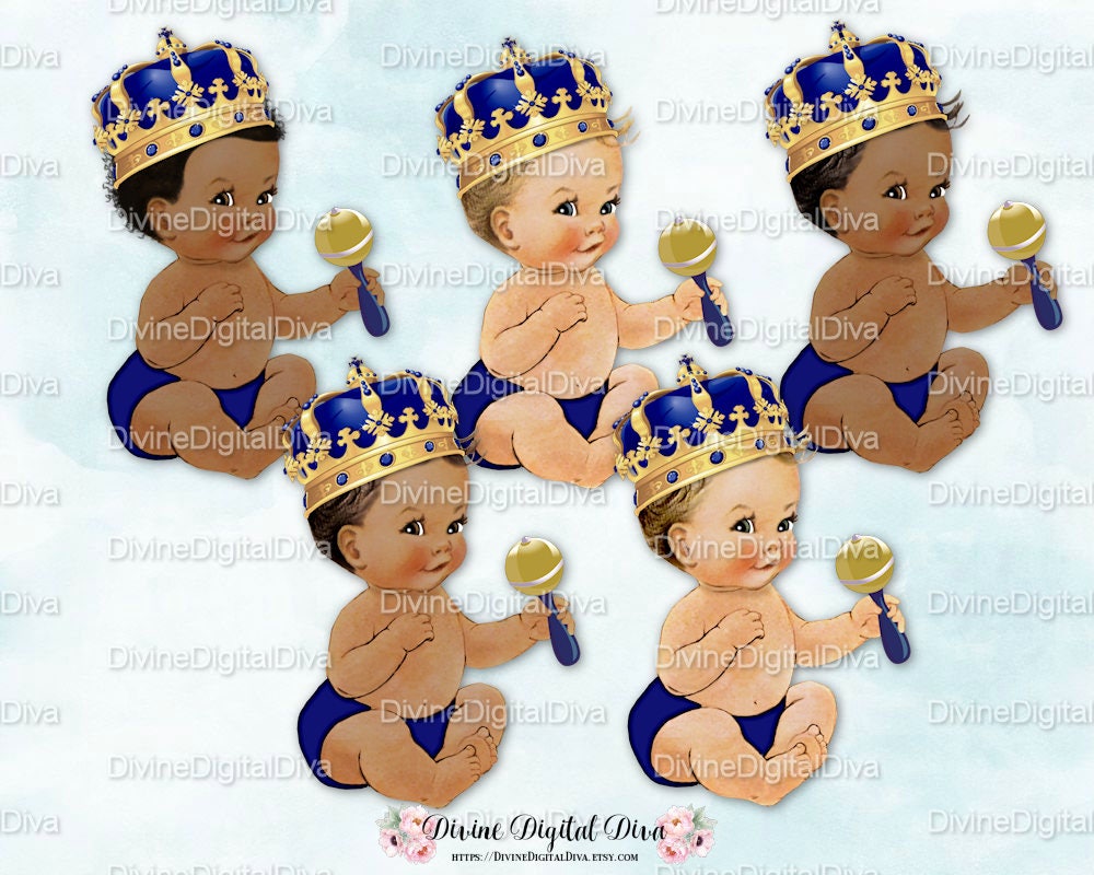 Little Prince Baby Brother Royal Blue Ornate Gold Crown