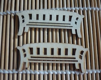 Embellishment wooden bench, sold in packs of 2.