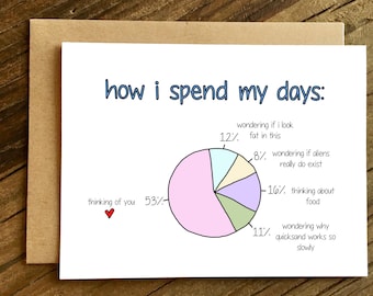 Funny Love Card - Funny Anniversary Card - Love Card - How I Spend My Days.