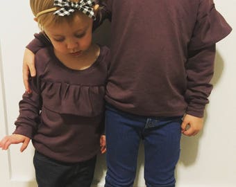 Chest Ruffle Sweater || Purple