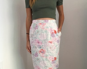 Vintage Floral High Waist Lined Skirt // Size XS 23