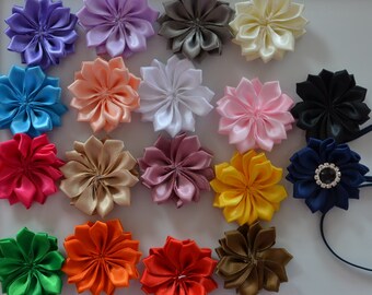 Satin Ribbon Flowers ribbon flower, hair clip embellishment , decoration