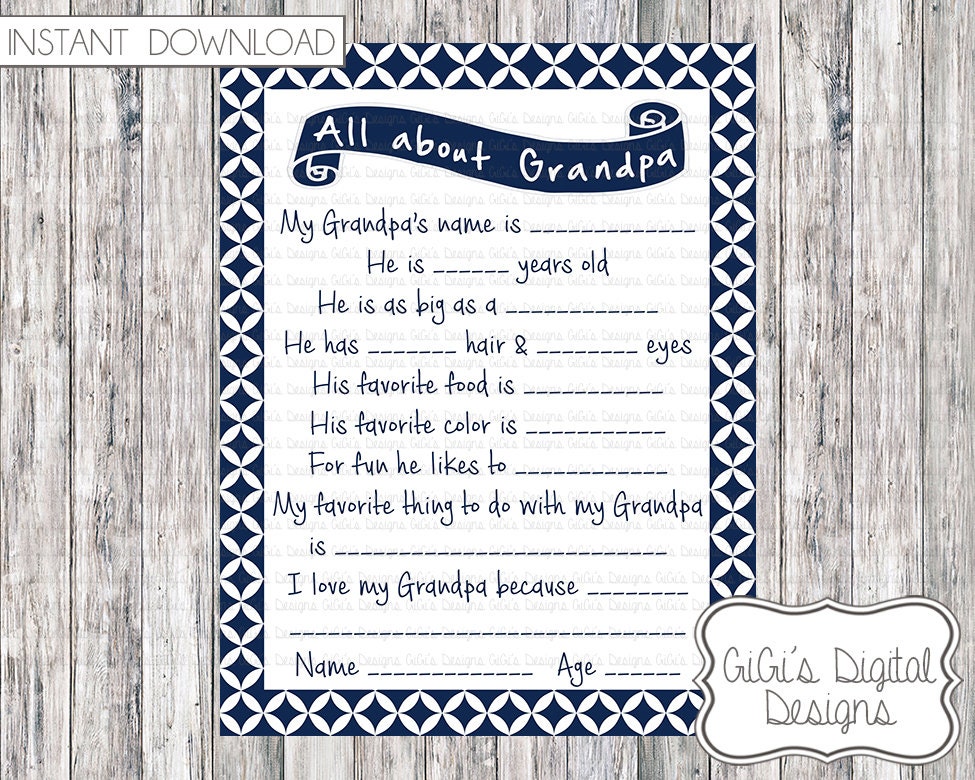 Download All about Grandpa Father's Day Questionnaire All About