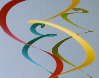 Art Mobile - Long colorful spiral nursery mobile decoration or Home Decor
