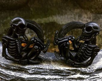 Organic Hand Carved Skeleton Tunnels | 6mm-25mm | 1 Pair |