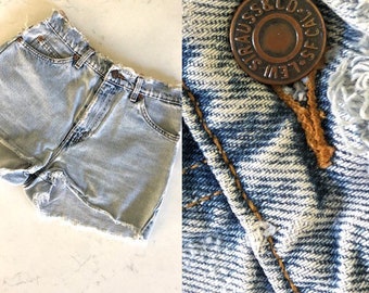 LEVI SHORTS DENIM Shorts High Waisted Shorts Denim Cut Off Shorts LEVIs Shorts Womens Shorts 80's Shorts Distressed Vintage