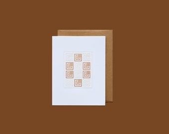 Letterpress American Folk Quilt Geometric Pattern Card No. 2