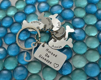 BLACK FRIDAY SALE, Personalized Keychain, Stocking stuffers for men, Gifts for dad, Fishing gifts, Grandma, Grandpa gift, Grandpa keychain