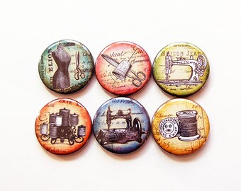 Quilting Magnets, Sewing Magnets, Button magnets, Kitchen Magnets, Fridge Magnet, gift for mom, gift for quilter, gift for seamstress (5465)