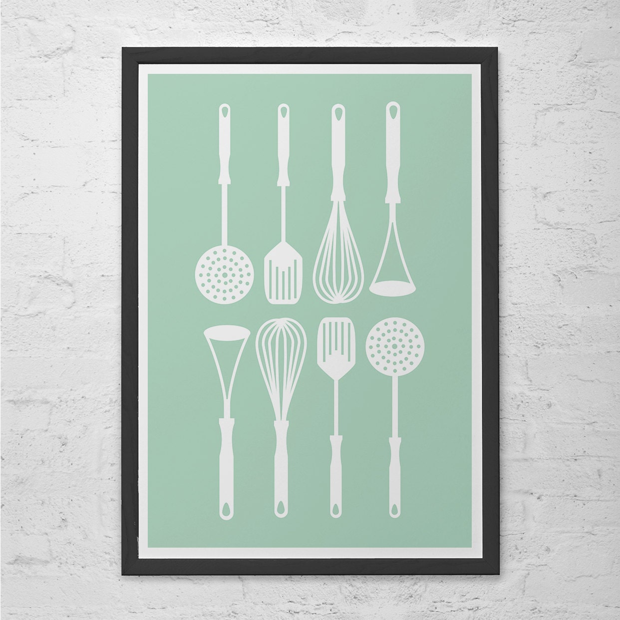 KITCHEN UTENSILS POSTER Retro Kitchen Art Poster Minimalist