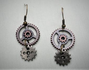 Steampunk Earrings Copper Gears