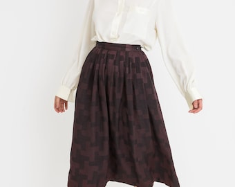 80s Plum Tetris Shine Skirt XS