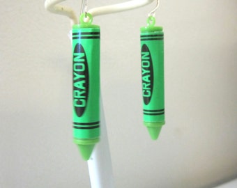 Green Crayon Earrings