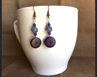 Polynesian Purple... Extreme Decaf Earrings .. FREE U.S. SHIPPING