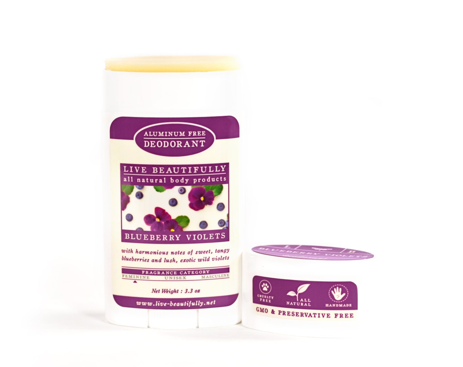 Natural Deodorant Blueberry Violets Aluminum Free Deodorant