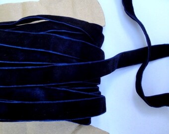5/8" Wide ( 15.8 mm ) Luxurious Double Sided Reversible Midnight Blue Velvet Ribbon Trim Two Faced for Gift Wrap Sewing Millinery Decor S129