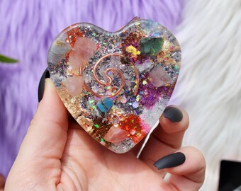 Orgonite® Heart - Love - EMF Protection - Handmade - Quartz Crystal - Crystals - HoodxHippie - Kunzite - Good Vibes- Mothers Day Gift