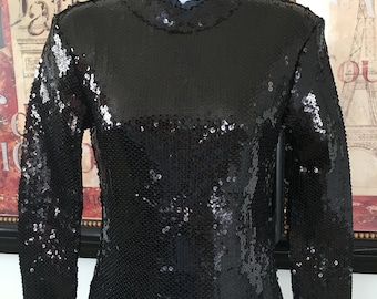 Free People Black Sequin Top