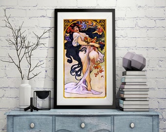 Alphonse Mucha Art Wall Art Nouveau Old Style Four Seasons Canvas Home Decor Alphonse Mucha Posters Vintage Style Home Wall Hangings