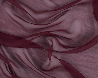 Burgundy Silk Chiffon, Fabric By The Yard