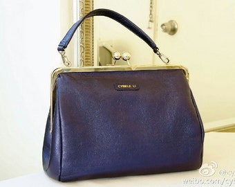 Clutch Purse, Denim Blue Leather Shopper, Leather Tote, Shoulder Bag, Blue Leather Bag, Leather Bag, Leather Handbag, Blue Tote.