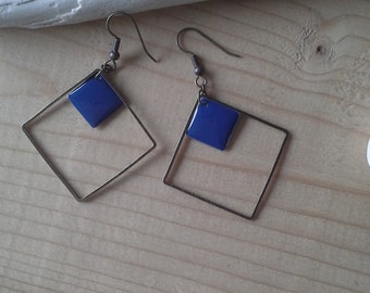 Earrings * Lucille * bronze and enamelled diamond.
