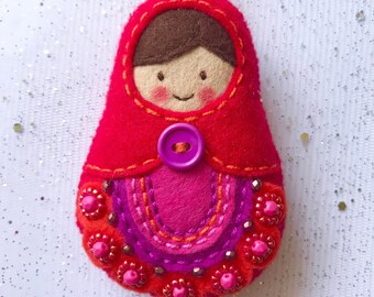 Matryoshka, babushka, russian doll, Keychain Felt