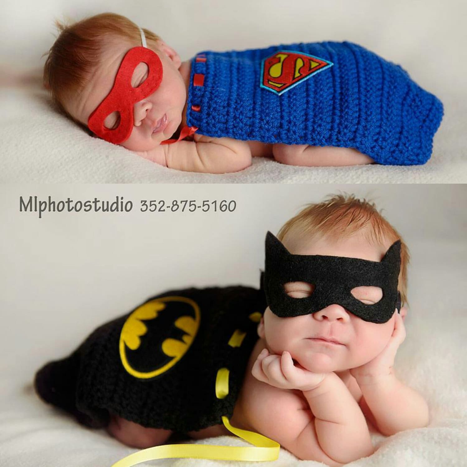 Crochet Baby Superman Cape & Mask and Batman Cape and