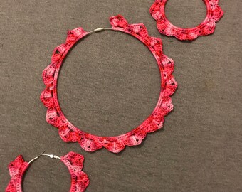 Crochet patterns flowers jewelry set