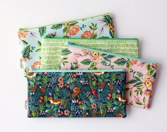 Rifle Zipper Bag, Zipper Pouch, Pencil Pouch, Jungalow Pencil Case, Botanical, Make Up Bag, Back to School, Teen, Women, Make Up Bag, Plants