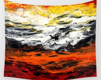 Wall Tapestry Wall Hanging Sofa Throw Abstract 17 orange red white black yellow Home Decor