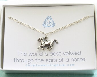 Horse Necklace • Galloping Horse Charm • Horse Lover Gift • Horse Jewelry • Equestrian Necklace • Running Horse Pendant • Pony Charm • H01