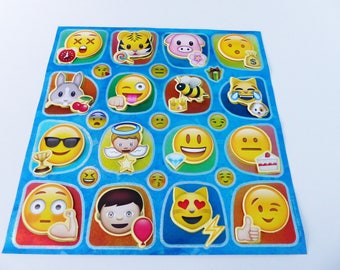 25 stickers emoticon emoji smiley 16 embossed 19.5 X 19 cm