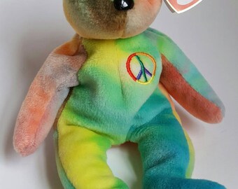 Extremely Rare Deutschland tag 1996 Peace Beanie Baby with many Errors! NW Toy, Mint condition with Mint Tags! Collectible bear, LIVToyShop