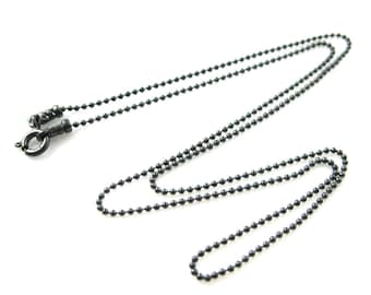 Oxidized Necklace-Oxidized Sterling Silver Chain Necklace-1.2mm Ball Chain-Finished Necklace,Extra Long Necklace-All sizes-SKU:601050-OX