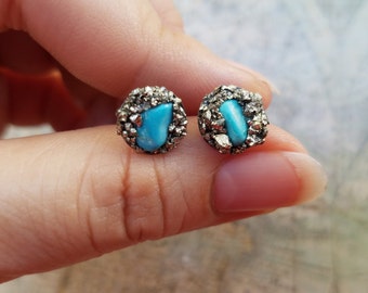 Small Turquoise Earrings, Birthday Gift, Hypoallergenic Earrings, Turquoise Jewelry, Womens Stud Earrings, Womens Turquoise Jewelry