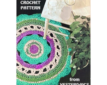 Instant Download PDF Crochet Pattern to make a Circular Daisy Rag Rafia or Jute Rug Garden Mat Conservatory Hippy Flower Power