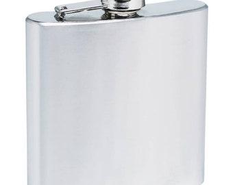 Plain rectangular stainless steel flask, 4 or 6 ounce size available