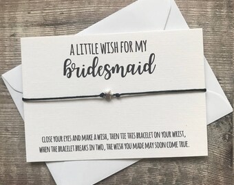 Wish Bracelet • Wedding Day • Maid of Honour Honor • Flower Girl • Bridesmaid Gift • Card • Stocking Filler