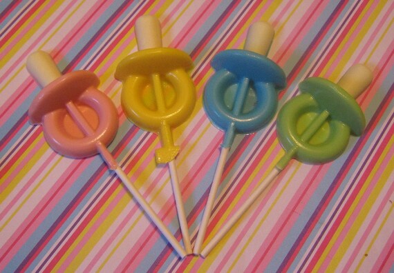 One dozen baby pacifier lollipop sucker party favors