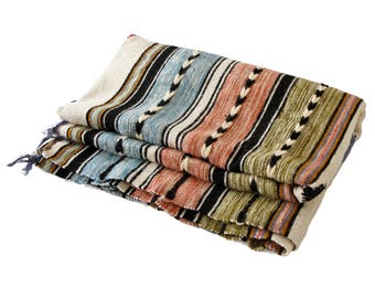 Handmade Wool Blanket, Tunisian Large Blanket, Handwoven Colorful Blanket, Natural Fibers Textile Home Decor, Abstract Pattern Wool Blanket