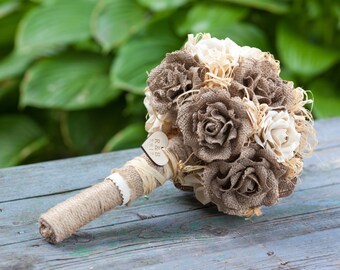 Burlap Wedding, Alternative Bouquet, Keepsake Bouquet, Rustic Bouquet, Fabric Bouquet, Wedding Bouquet, Burlap Bouquet, Bridal Bouquet