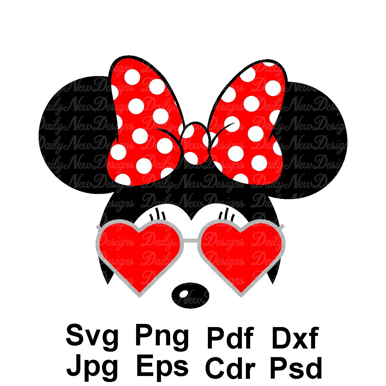 Download Disney Minnie Mouse Face SVG, Heart Glasses, Cricut Files ...