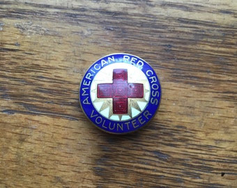 World War 2 Vintage US American Red Cross Volunteer Enamel Badge ARC WW2 Numbered