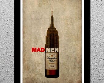 Mad Men NYC - Whiskey - Original Art Print Poster - Don Draper - Sterling Cooper Pryce