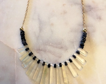 Labradorite, and quartz necklace