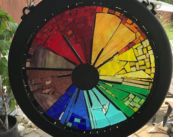 Stained Glass Mosaic Window with wooden frame