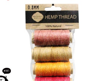 4 IN 1 0.6~0.8MM HEMP THREAD-Total 88Yards Waxed surface perfect for Leather Sewing work, Personal Braid Bracelet