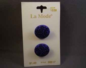 La Mode Royal Blue Buttons on Card, 19mm, 38517, vintage, 2 pc.