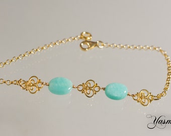 Amazonite rings with ornaments. 925 Silver